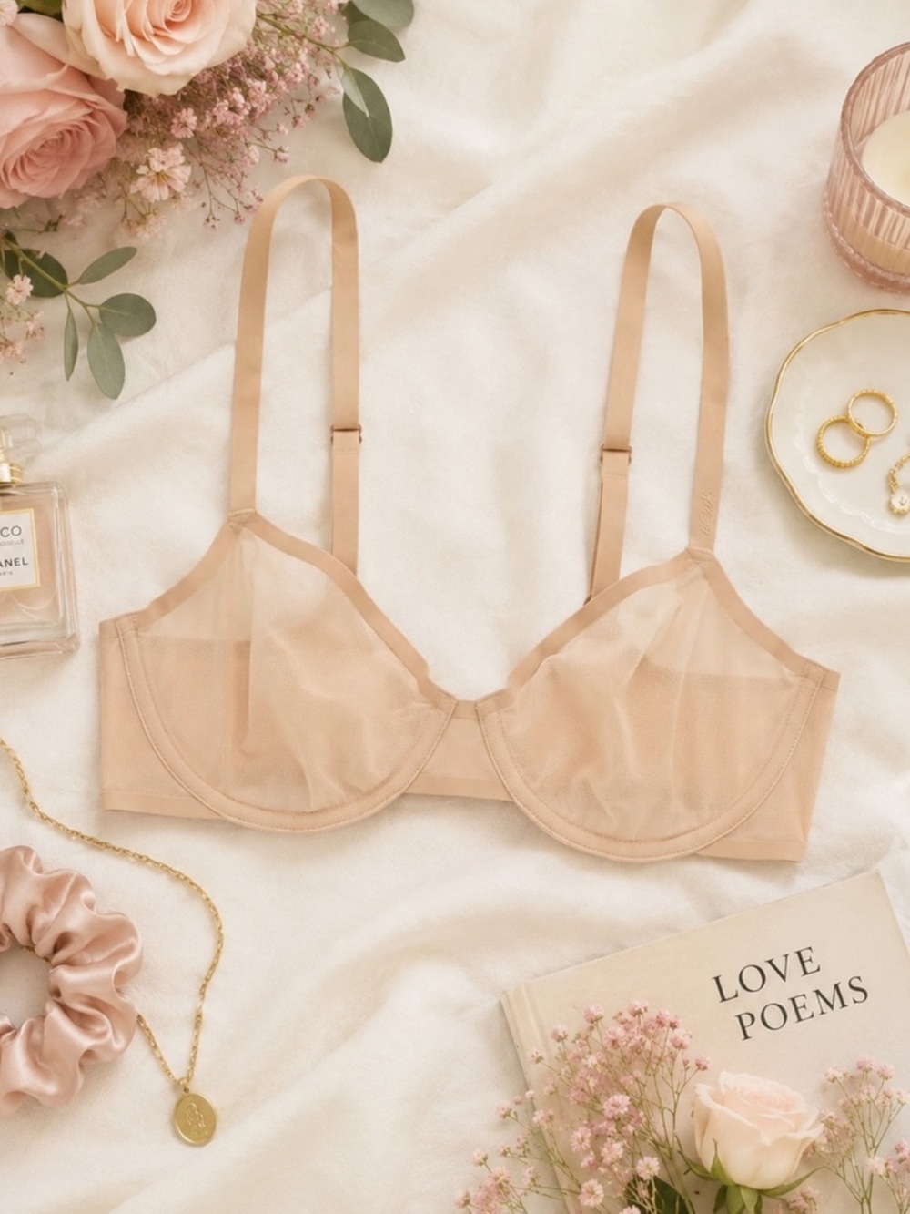 NWT SMOOTHEZ by Aerie Mesh Unlined Underwire Balconette Bra Sands (Nude)Size 34B - Picture 2 of 15